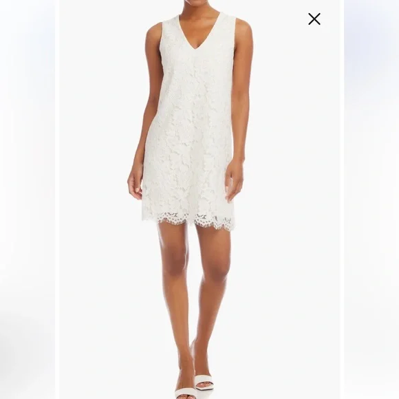 New Karen Kane Elegant Cream Lace Shift Dress - Picture 3 of 13